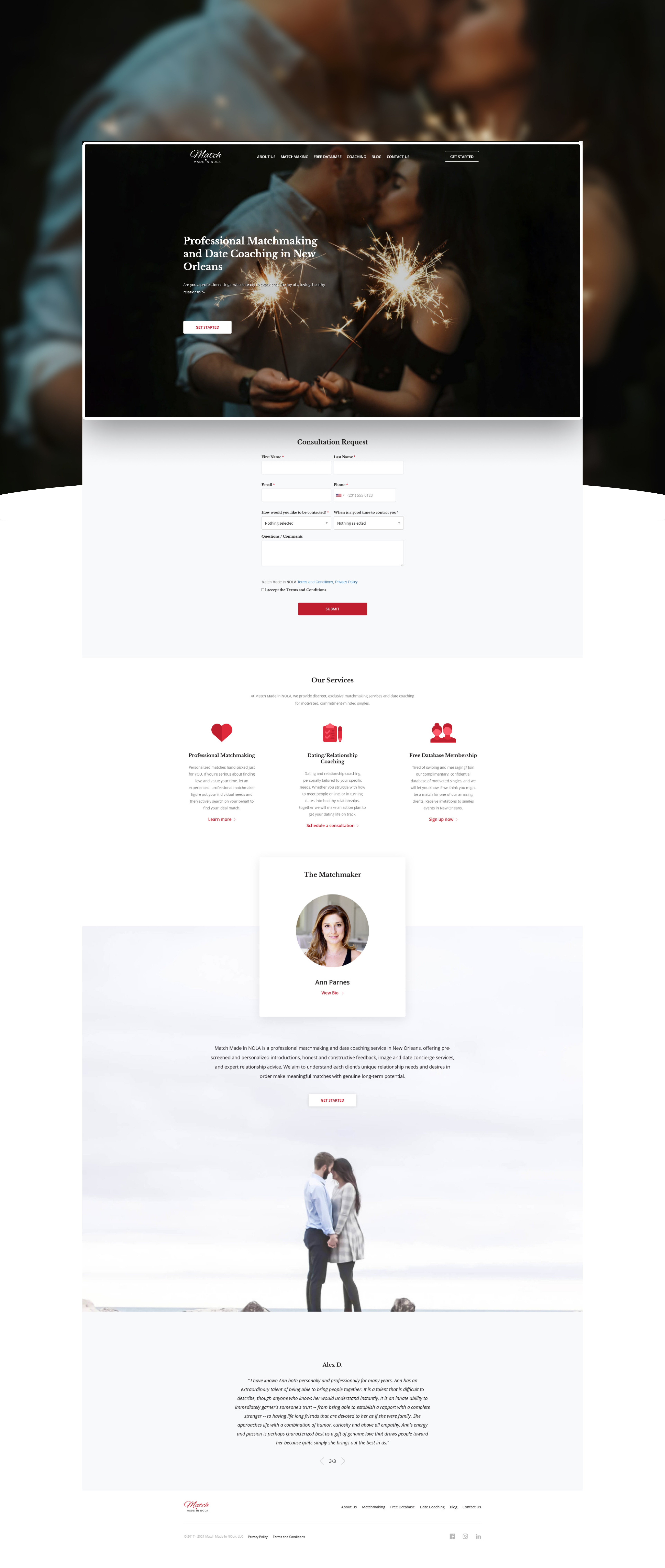 Custom web-design and development of the matchmaking website